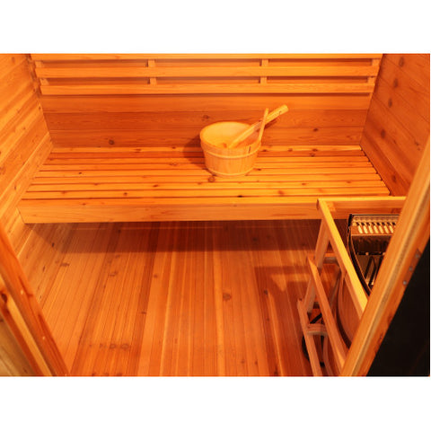 Seneca 3-Person Contemporary Traditional Outdoor Cedar Sauna With Harvia Heater