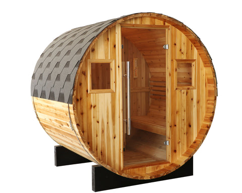 SunRay Aurora 2-4 Person Traditional Outdoor Barrel Sauna 300SH