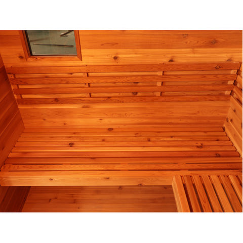Denali 4-Person Contemporary Outdoor Traditional Cedar Sauna with Harvia Heater