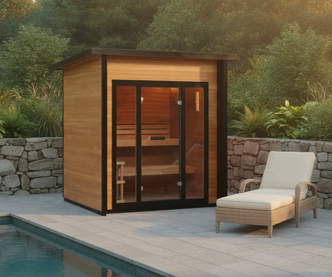 Cayman 4-Person Outdoor Traditional Sauna with 6kW Harvia Heater