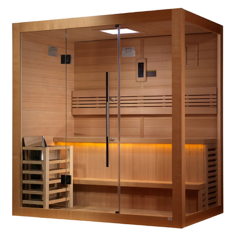 Golden Designs Forssa Edition Indoor 3-4 Person Traditional Sauna - Red Cedar Interior GDI-7203-01