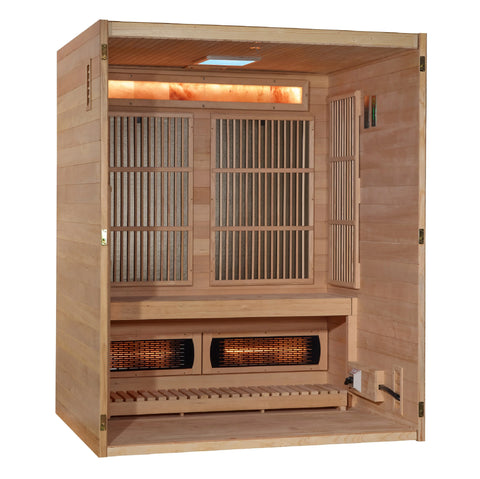 Golden Designs 2025 Soria GDI-8330-01 Hybrid 3 Person Sauna (Indoor) Full Spectrum and Harvia Traditional Stove