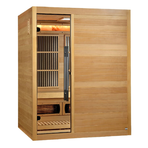 Golden Designs 2025 Soria GDI-8330-01 Hybrid 3 Person Sauna (Indoor) Full Spectrum and Harvia Traditional Stove