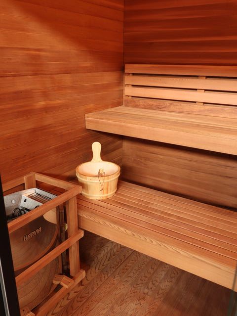Cayman 4-Person Outdoor Traditional Sauna with 6kW Harvia Heater