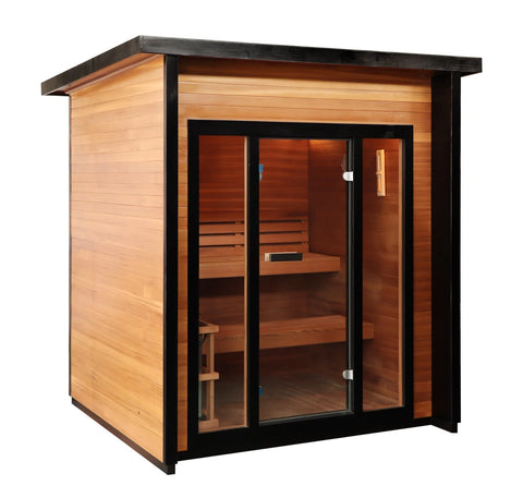 Cayman 4-Person Outdoor Traditional Sauna with 6kW Harvia Heater