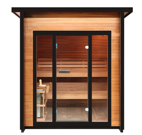 Cayman 4-Person Outdoor Traditional Sauna with 6kW Harvia Heater